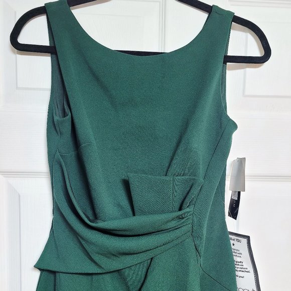 Betsy Adam Petite Cascade-Ruffle Sheath D Emerald - Picture 2 of 6